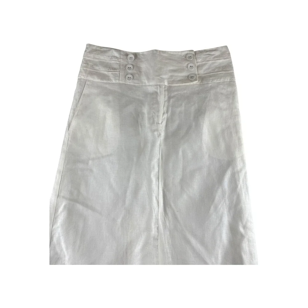 David Brooks White Linen Blend Maxi Skirt High‎ Waist Button Detail Size 10 - Picture 2 of 7